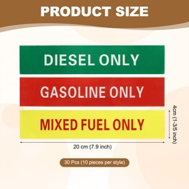 sourcing map Fuel Only Sticker Self-Stick Diesel Only/Mixed Fuel/Gasoline Only Marker Warning Label Signage 1-3/5 x 8 Inch for Pump Jugs Containers Multicolor, Pack of 30