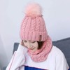 Womens Pom Beanie Hat Scarf Set Girls Winter Ski Hat