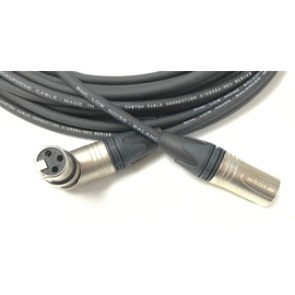 25 Foot Custom Cable Connection Pro-Audio XLR Balanced Microphone Cable with Neutrik NC3FRX Right Angle Female and Neutrix NC3MXX Male XLR Connectors