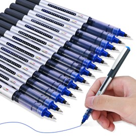 GOLDGE 13 PCS Rollerball Pens Blue Ink, 0.5MM Quick-Drying Ballpoint Blue Gel Pens Smooth Liquid Ink Rollerballs Pen Stationary Supplies for Home School Office