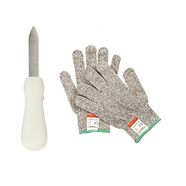 Rockland Guard New Haven Style 2.75" Oyster Knife Cut-Resistant Gloves - Perfect for Safe and Easy Oyster Shucking (Medium)