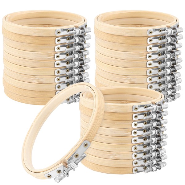 TAICHEUT 30Pcs 4 Inch Small Bamboo Embroidery Hoops, 10cm Mini