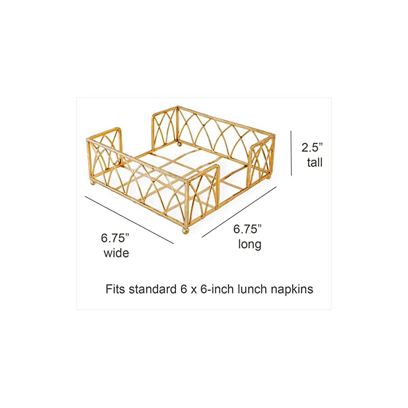 Boston International Arch Design Lunch Napkin Holder Caddy, Gold Leaf