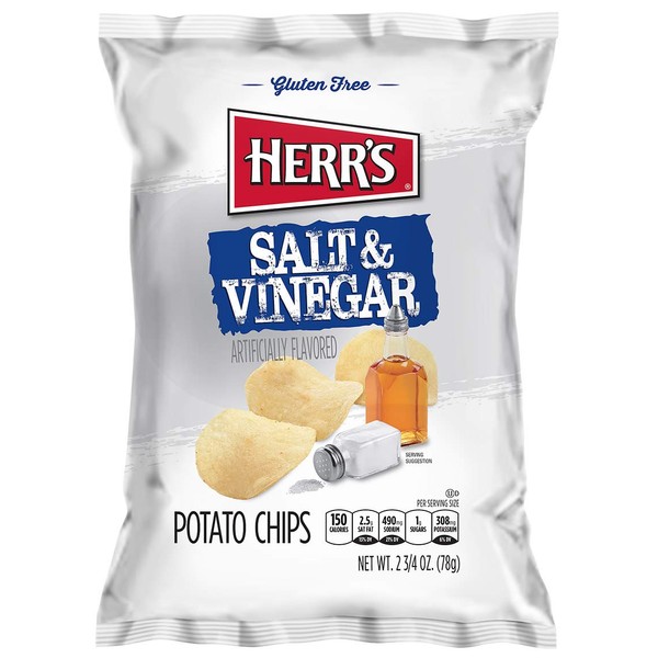 Herr's - Salt and Vinegar Potato Chips, Pack of 24 bags