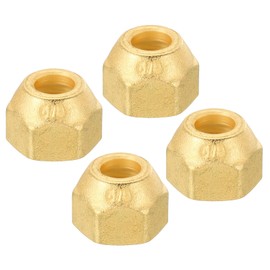 PATIKIL 3/8 SAE Thread Brass Flare Nut, 4 Pack 45 Degree Flared Tube Fitting Nut Hydraulic Pipe Fitting for Air Conditioner Water Gas Line, Matte Surface