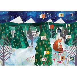 Roger la Borde Fox Cub's First Christmas Advent Calendar Card With White Envelope