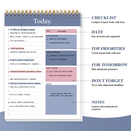 To Do List Notepad - Daily Planner Notepad Undated 52 Sheets, 6.5" x 9.8" Planning Pad Checklist Productivity Note Pad for Work and Personal Organized