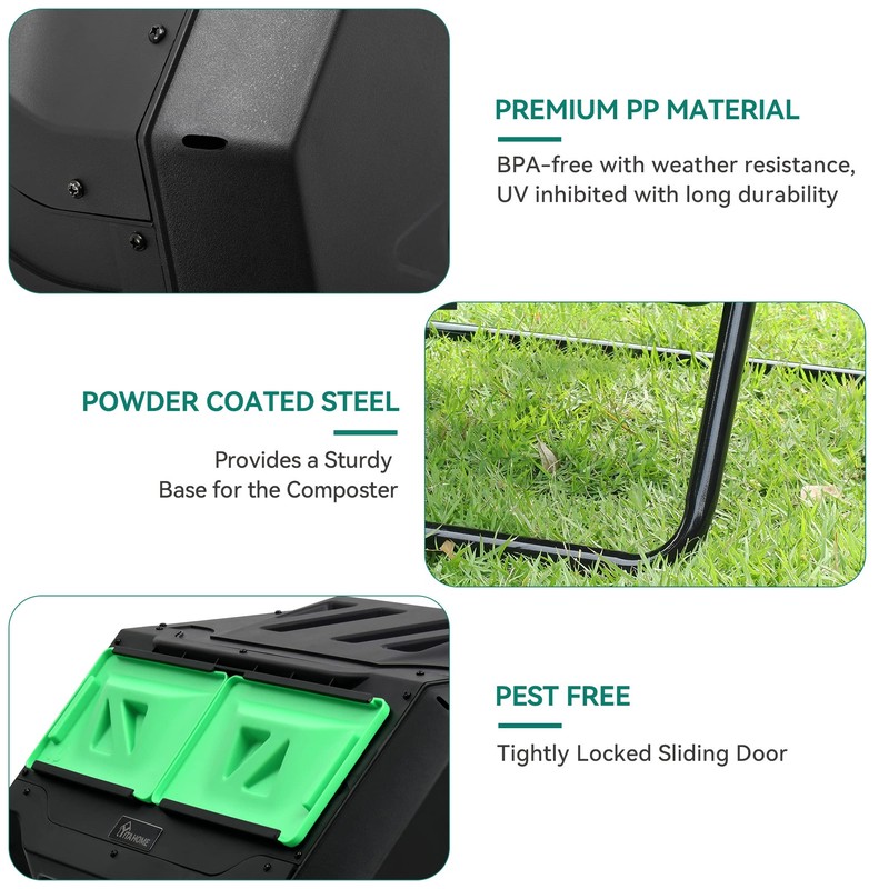 YITAHOME Large Outdoor Dual Bin Composter Tumbling, 43 Gallon Rotating