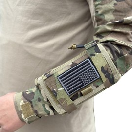 Tactical Arm Sleeve Map Pouch Case Documets Holder Wrist Case Wrist Map Holder QB Wristband Map Case Military Arm Pouch Tactical USA Flag Patch(CP)
