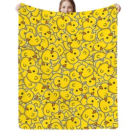 JOOCAR Cute Rubber Duck Throw Blankets Yellow Cartoon Ducks Throw Blanket Soft Lightweight Cozy Warm Blankets for Living Rooms Bedroom Couch Sofa Home Decor 40x50 Inch