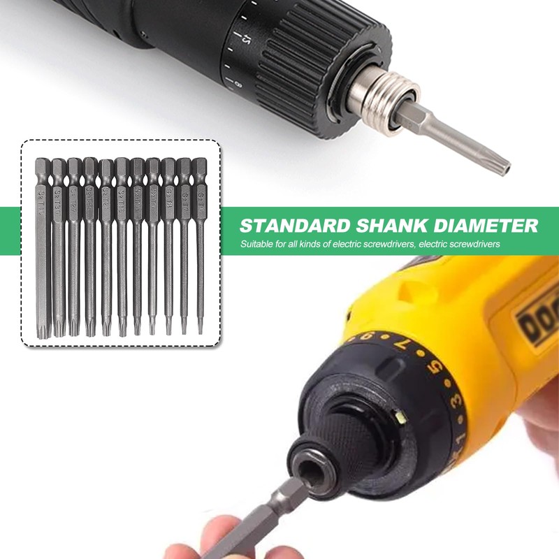 100mm Torx Screwdriver Bit Sets, 11pcs T6-T40 Security Torx Bit
