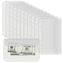 Antner 12PCS A5 Binder Pockets No Zipper 6-Hole Cash Stuffing Envelopes Planner Inserts for A5 Binder, Clear PVC Zipless Loose Leaf Bags Binder Pouch Money Saving Budget Envelopes for Cash Budgeting