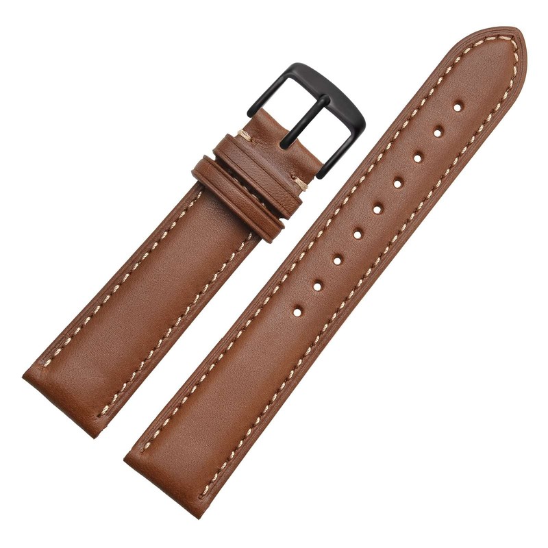 WOCCI 20mm Vintage Leather Watch Straps with Black Buckle, Replacement