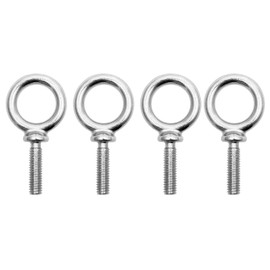 QWORK 3/8"-16 UNC Stainless Steel 316 Eye Bolt, 4 Pack 3/8" x 1-1/4" Marine Grade Machinery Shoulder Eyebolts