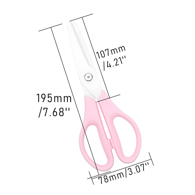 Pink Ceramic Scissors 8" Kitchen Scissors Blade Metal Free Lab
