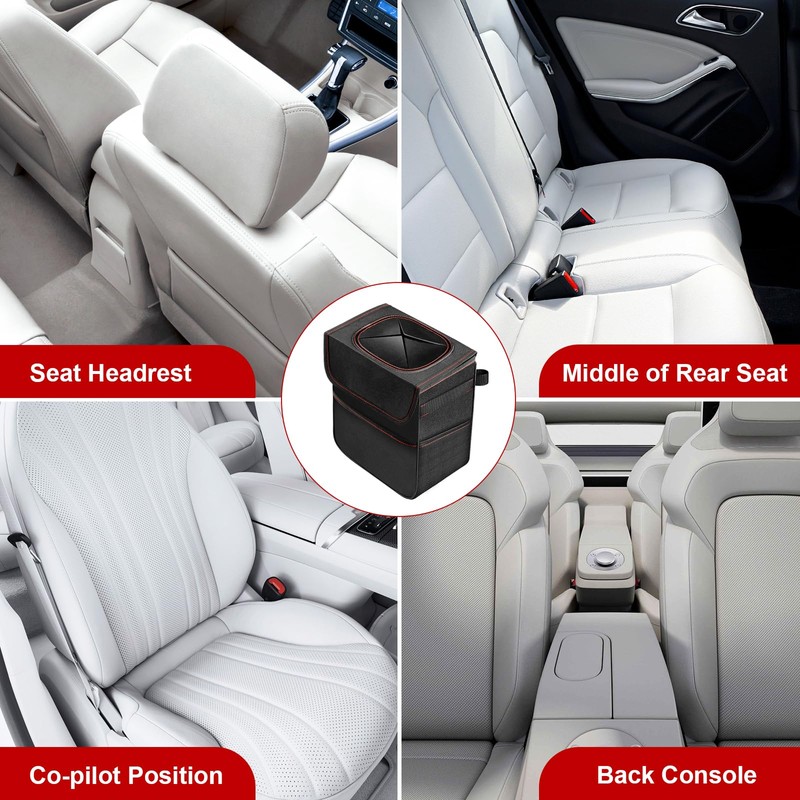 HealSmart Car Trash Can with Lid and Adjustable Straps,Waterproof Automotive