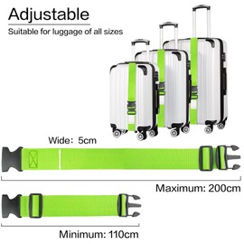 2 Pack Luggage Straps, Adjustable Luggage Straps for Suitcases, Heavy Duty Suitcase Strap Luggage Belt for Travel Accessories, Green