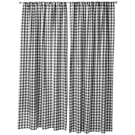 LA Linen Polyester Gingham Checkered Backdrop 58 by 96-Inch, Black/White, 2 Peice