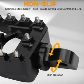 VG MOTO Motorcycle Male Mount CNC Wide Fat Foot Pegs Extensions Highway Pegs Rests Pedals Clamp Brackets 360° Adjustable Black Replacement for Harley Dyna Softail Touring Sportster Street Glide