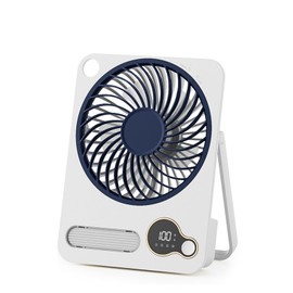 Portable Desktop fan, ultra-thin foldable wall-mounted with night light, ultra-quiet, 3-speed adjustable strong wind USB personal fan, suitable for office, home, travel and camping (White)