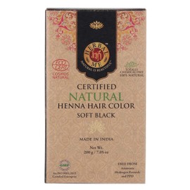 Herbal Me - Soft Black Henna Hair Color Combo Kit 7.05 Oz+7.05 Oz,CERTIFIED 100% Natural by Ecocert(France).VEGAN & HALAL approved, Zero chemicals(PACK OF 2)