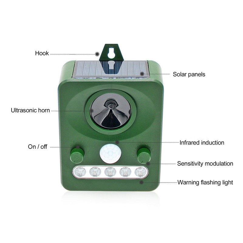 Ultrasonic Animal Repeller Solar USB Charging Electronic Animal Repeller Outdoor