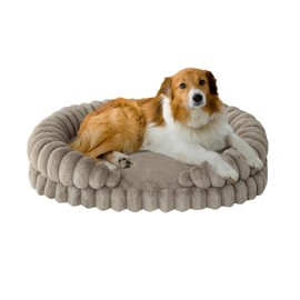 BALANCE Calming Dog Bed for Large Sized Dogs, 36 Inches Oval Washable Pet Bed with Sides, Orthopedic Pet Couch Sofa with Non-Slip Bottom, Oatmeal