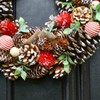 15" Decorated Red Winter Rose, Cotton & Pine Cone Artificial
