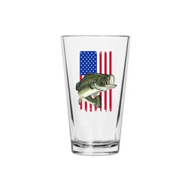 Rogue River Tactical USA Flag Fishing Beer Glass Drinking Cup Pint 16oz Pub Gift For Fisherman Patriotic Fish