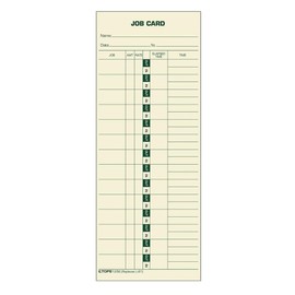TOPS Job Cards (Replaces L-61, 15-800622), 1-Sided, 3-1/2" x 9", Manila, Green Print, 500-Count (1258)