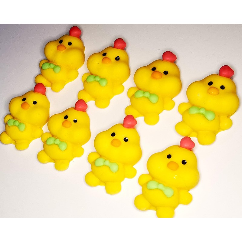 8 Handmade Edible Easter Chicks, Cute Cupcake Sugarpaste Decorations by