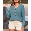 BTFBM Long Sleeve V Neck Button Down Sweater Solid Color