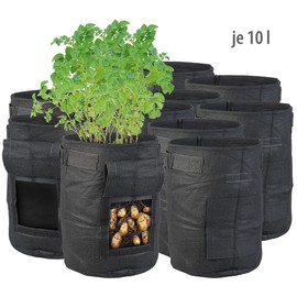 Royal Gardineer Plant Bags with Window: Set of 10 Plant Grow Bags, 10L Each, Carry Handles, Viewing Window (Plant Grow Bags, Grow Sets, Waterproof Bags)