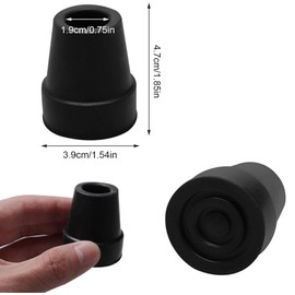 5 Stück Gummipuffer für Wanderstöcke, 19mm Gehstock Gummipuffer, Krücken Gummi, Walking Stöcke Gummipuffer, rutschfeste Gummispitzen für Wanderstöcke, Senioren Krücken, Stöcke, Gehstöcke, Schwarz
