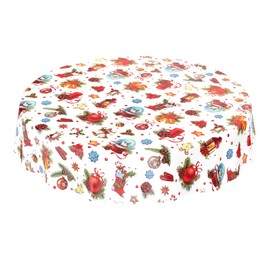ANRO Oilcloth Tablecloth Oilcloth Tablecloth Christmas Baubles Festival Celebration Round 120 cm