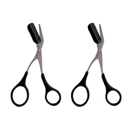 KOYOKOMA Eyebrow Scissors, Eyebrow Cut with Comb, Set of 2, Eyebrow Cut, Comb Included, Long, Easy, Eyebrow Cut, Eyebrow Scissors, Eyebrow Scissors, Beauty, Makeup, Cosmetic Accessories (Black)