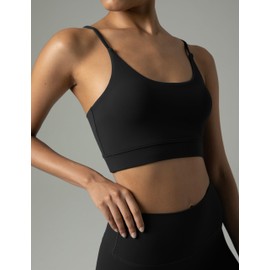 Colorfulkoala Women's Dreamlux Bowknot Strappy Sports Bras Light Impact Workout Yoga Tops(XL, Black)