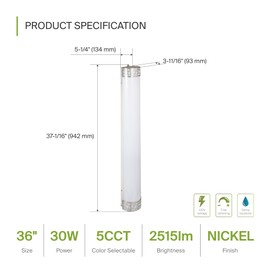 ASD 36 Inch LED Bathroom Vanity Light - Modern Dimmable 30W 2700K-5000K Adjustable Wall Mount Bar Light Fixtures, Ultra Bright Brushed Nickel Bathroom Lights Over Mirror - ETL