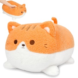 LSYDCARM Orange Cat Stuffed Animal Plush Pillow, 15Inch Cute Cat Plushie Soft Cat Pillow Plush Toy Stuffed Animals Cat, Kawaii Stuffed Kitten Squishy Cat Hugging Pillow Gift for Kids Birthday