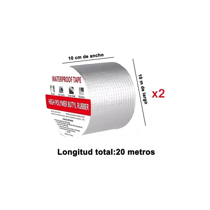 Cinta Butilo Impermeable Banna Aluminio 10cm x 20m Resistente Fugas