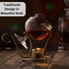 Hemswell Crystal Brandy Warmer Stand Set in Stunning Gold -