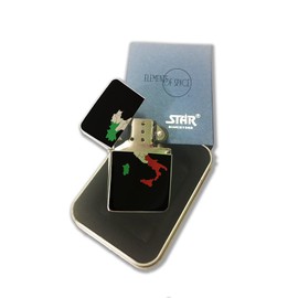 Elements of Space Italy Italian Flag - Silver Chrome Pocket Lighter