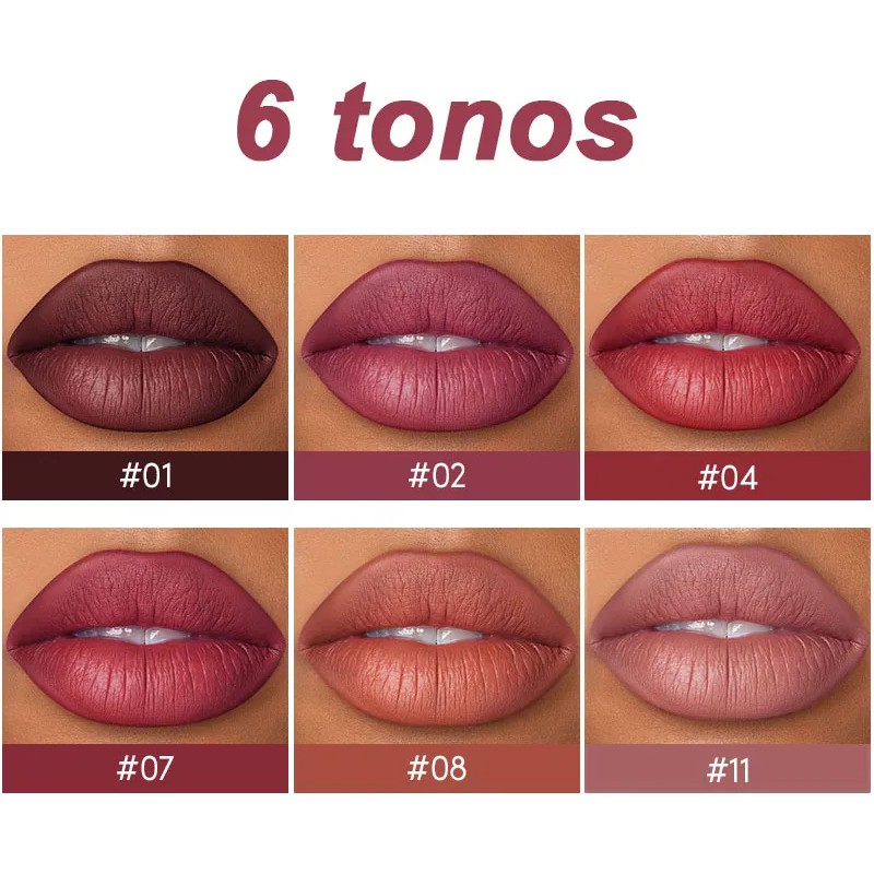 Set De Lapiz Labial Y Delineador Color Mate Impermeable 2pcs