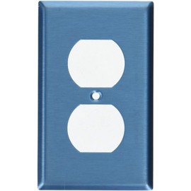 Leviton 84003 1-Gang Duplex Device Receptacle Wallplate, Standard Size, Device Mount, Stainless Steel
