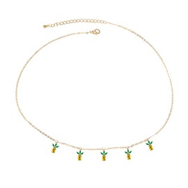 AoedeJ 14K Gold Plated Fruit Necklace for Women Girls Summer Fruit Cherry Grape Apple Crystal Pendant Necklace, Sterling Silver, Cubic Zirconia