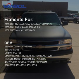 VANBOL Electric Fuel Pump Module Assembly Compatible with Chevy Suburban 1500 2000 2001 GMC Yukon XL V8 5.3L 6.0L with Pressure Sensor & O Ring & Wire Replace E3509M P74836M 67308 FG0105