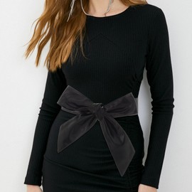 Sethain Faux Leather Waist Belt Black Overcoat Waistband PU Leather Coat Belts Tie Bow Waistbands for Women and Girls (Black)