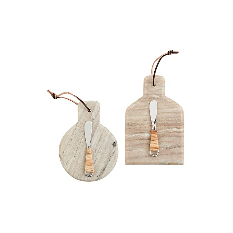 Mud Pie Square Beige Marble Board, Board Approx 8 1/2"