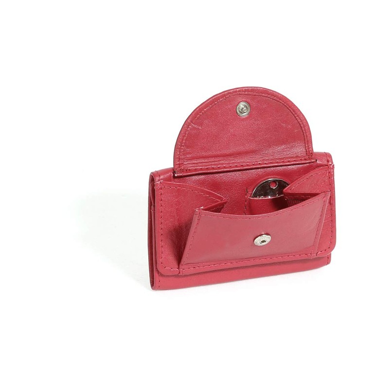 LEAS Small Men's and Women's wallet, Genuine Leather, red Mini-Edition''