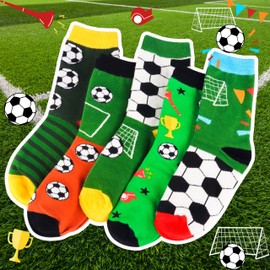 Jeasona 5 Pairs Mens Football Socks 6-9 Football Gifts for Teenage Boys Stocking Fillers Gifts for Men Coach Kids Fans Soccer Accessories Stuff Equipment Soccer Funny Presents on Christmas Birthday
